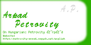 arpad petrovity business card